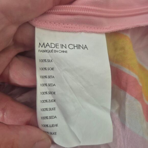 Club Monaco Pink & Yellow Striped Halter Top Ruffle Silk Size Medium - Picture 5 of 5
